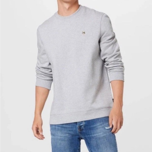 Ted Baker Men Hatton Crew Neck Sweatshirt Sz 3 M Gray Pullover Preppy Minimalist - Picture 2 of 11